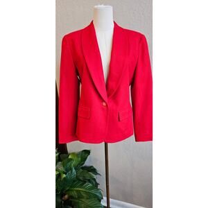 Vintage Pendleton One Button 100% Virgin‎ Wool Blazer Jacket Women  8 Petite Red